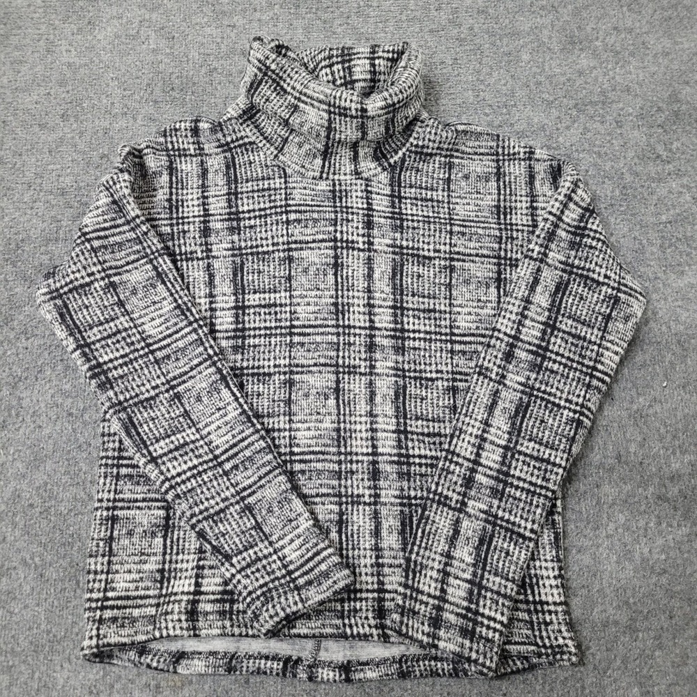 Columbia Sweater Womens Size S Black White Plaid Turtleneck Knit Top AL0061